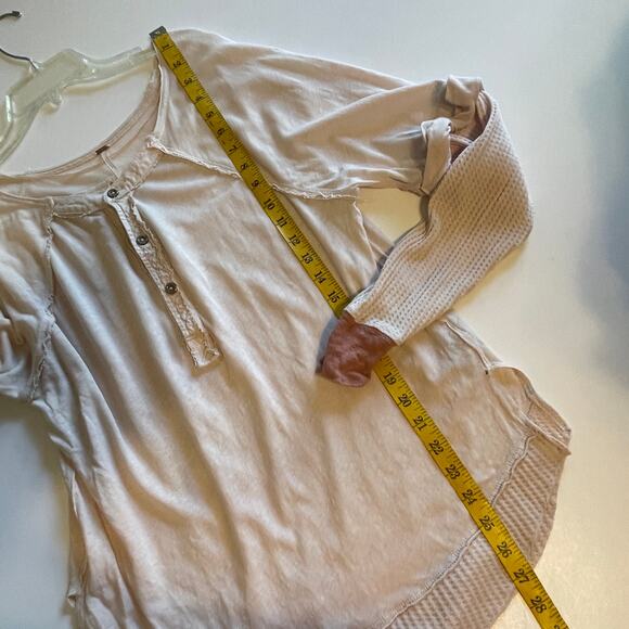 Free People Jaxon Henley Top Womens XS Pink Linen Cotton Oversized Slouchy *FLAW - Picture 11 of 11